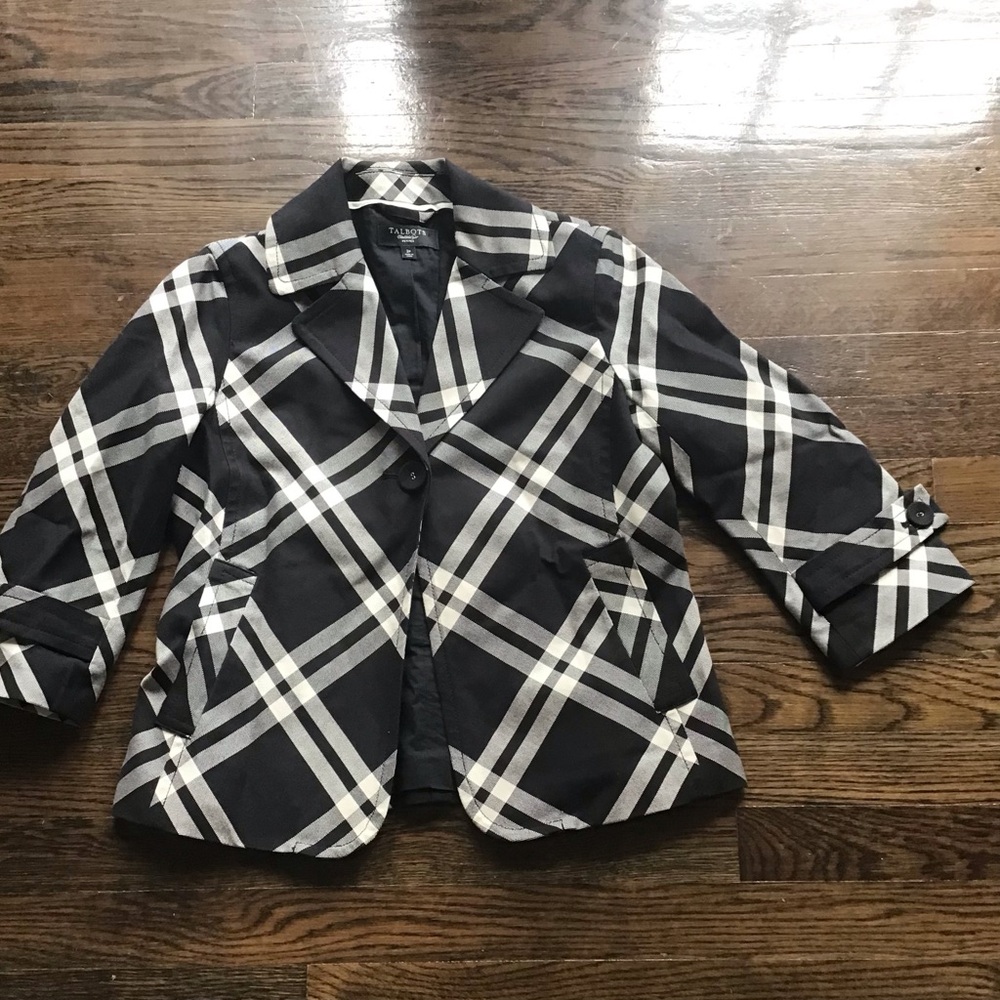 Talbots Black and White Checkered Blazer